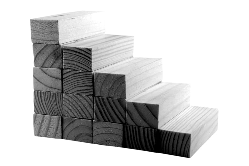 Small wooden blocks put together to form steps